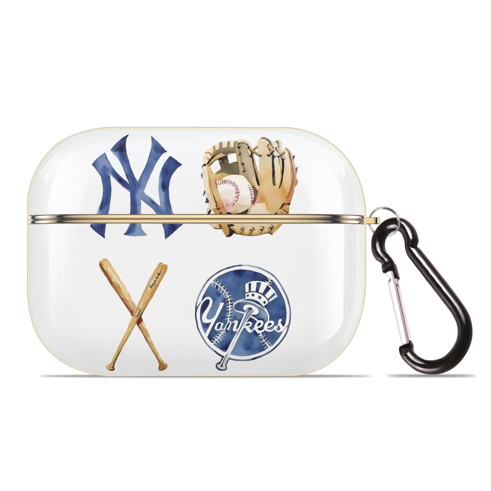 New York Yankees Baseball Luxury Gold AirPods Pro Case With Keychain, Flexible PC Material, Full Protection, Precise Cutouts, Anti-Fingerprint, Washable, Durable Design