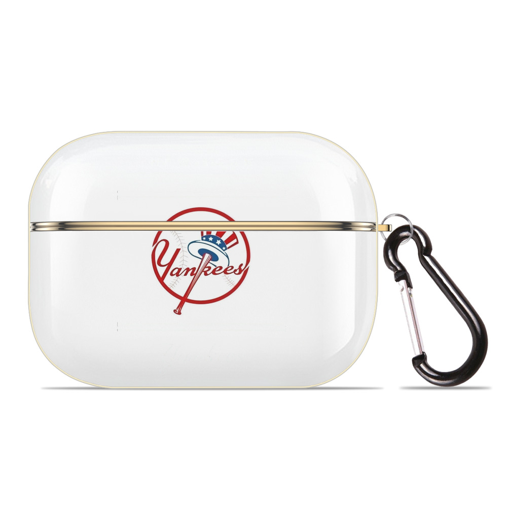 New York Yankees Logo Luxury Gold AirPods Pro Case With Keychain, Flexible PC Material, Full Protection, Precise Cutouts, Anti-Fingerprint, Washable, Durable Design