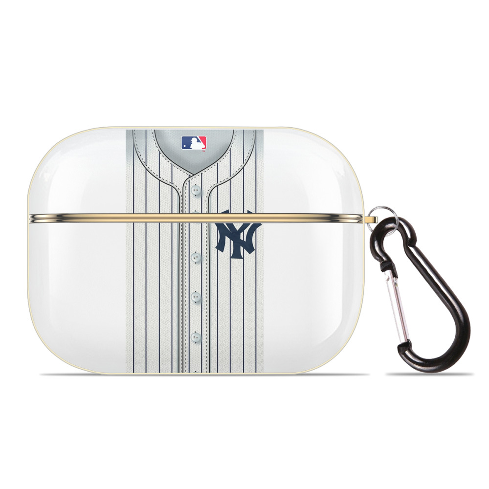 New York Yankees Pinstripe Jersey Background Luxury Gold AirPods Pro Case With Keychain, Flexible PC Material, Full Protection, Precise Cutouts, Anti-Fingerprint, Washable, Durable Design