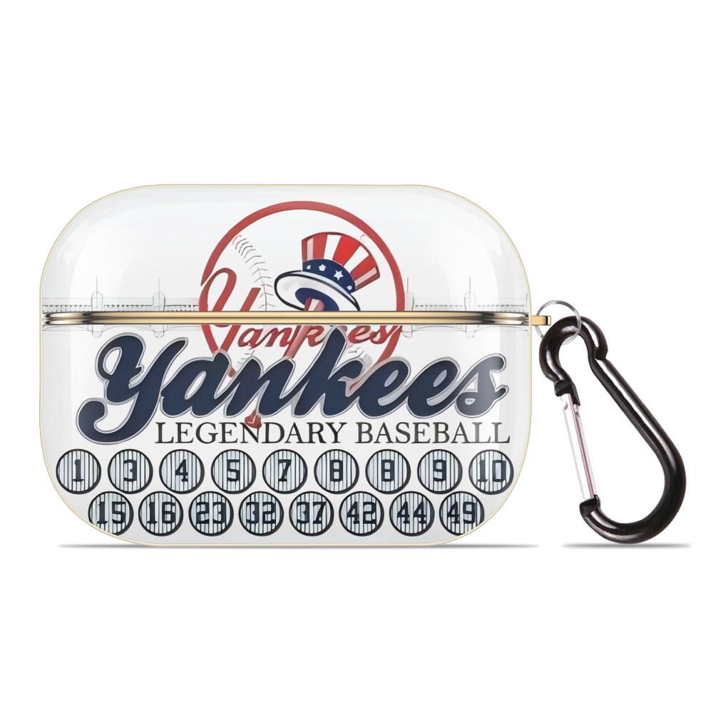 New York Yankees Legendary Baseball Luxury Gold AirPods Pro Case With Keychain, Flexible PC Material, Full Protection, Precise Cutouts, Anti-Fingerprint, Washable, Durable Design