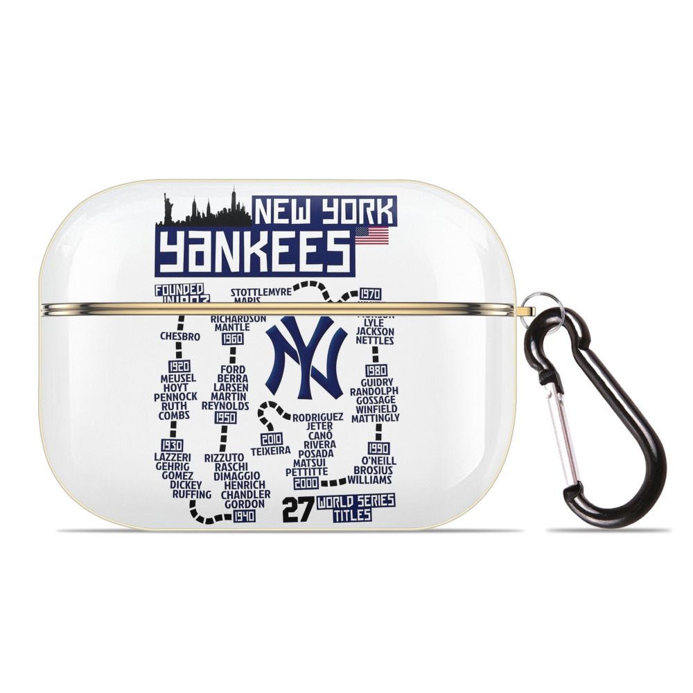 New York Yankees 27 World Series Titles Luxury Gold AirPods Pro Case With Keychain, Flexible PC Material, Full Protection, Precise Cutouts, Anti-Fingerprint, Washable, Durable Design