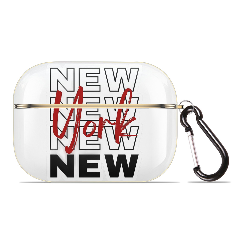 New York Yankees New York Logo Luxury Gold AirPods Pro Case With Keychain, Flexible PC Material, Full Protection, Precise Cutouts, Anti-Fingerprint, Washable, Durable Design
