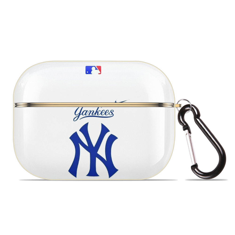 New York Yankees Blue Logo Luxury Gold AirPods Pro Case With Keychain, Flexible PC Material, Full Protection, Precise Cutouts, Anti-Fingerprint, Washable, Durable Design