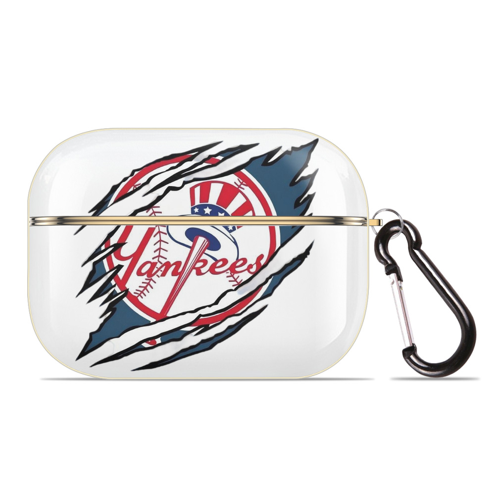 New York Yankees Claw Logo Luxury Gold AirPods Pro Case With Keychain, Flexible PC Material, Full Protection, Precise Cutouts, Anti-Fingerprint, Washable, Durable Design