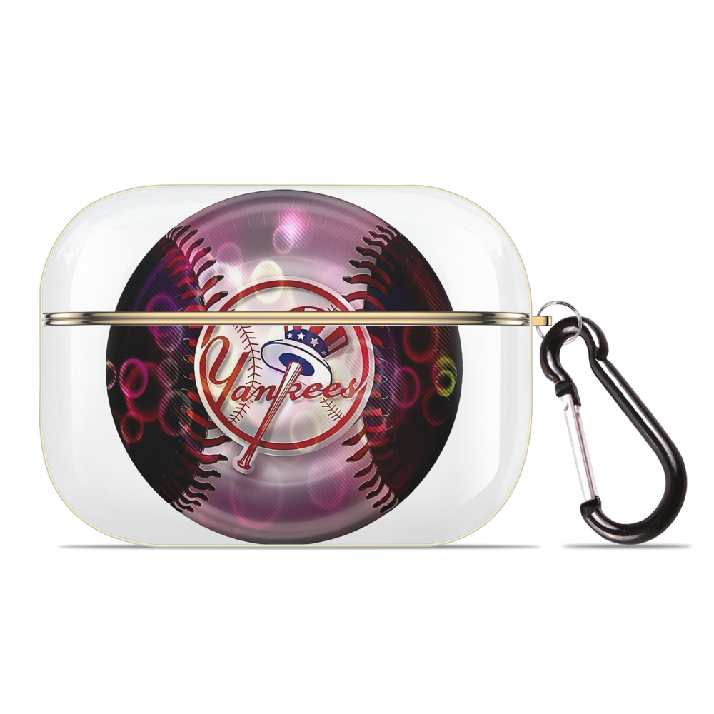 New York Yankees Colorful Logo Luxury Gold AirPods Pro Case With Keychain, Flexible PC Material, Full Protection, Precise Cutouts, Anti-Fingerprint, Washable, Durable Design