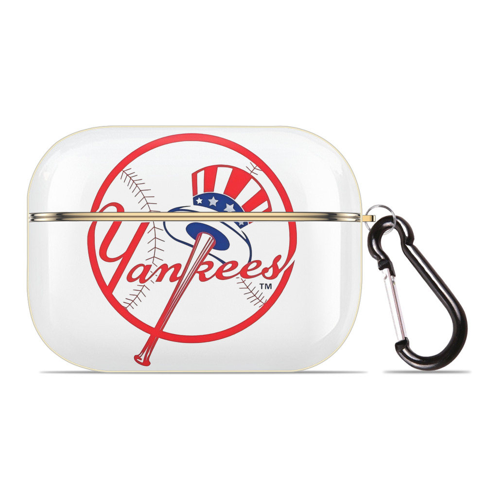 New York Yankees Logo Luxury Gold AirPods Pro Case With Keychain, Flexible PC Material, Full Protection, Precise Cutouts, Anti-Fingerprint, Washable, Durable Design