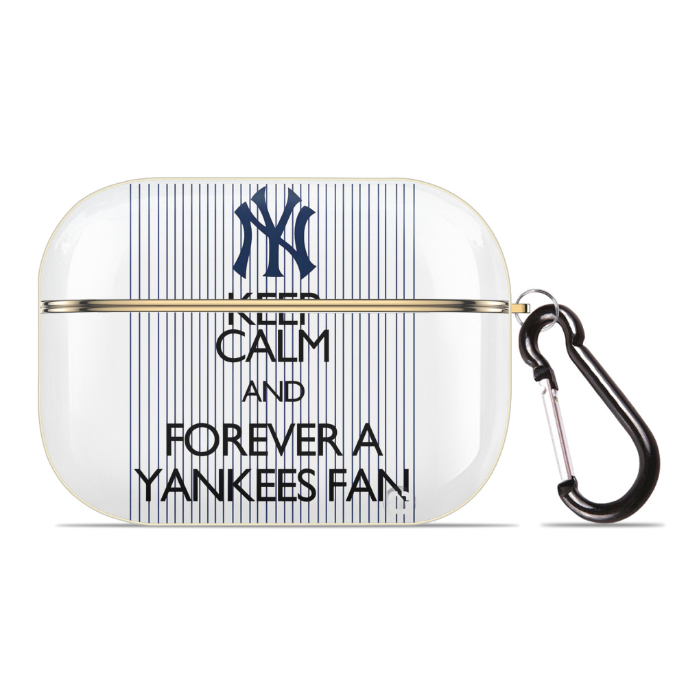 New York Yankees Keep Calm and Forever A Yankees Fan Luxury Gold AirPods Pro Case With Keychain, Flexible PC Material, Full Protection, Precise Cutouts, Anti-Fingerprint, Washable, Durable Design