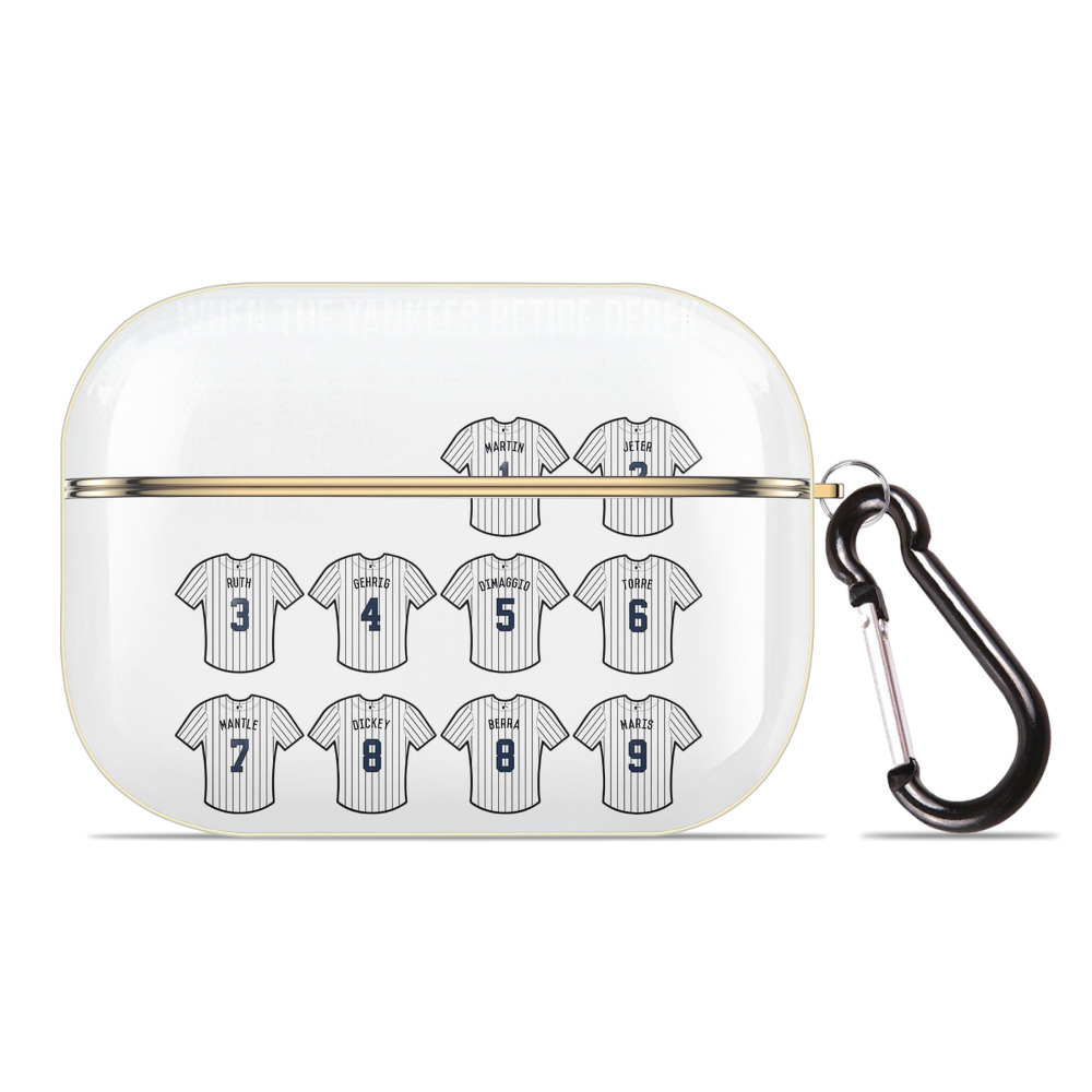 New York Yankees 61 Luxury Gold AirPods Pro Case With Keychain, Flexible PC Material, Full Protection, Precise Cutouts, Anti-Fingerprint, Washable, Durable Design