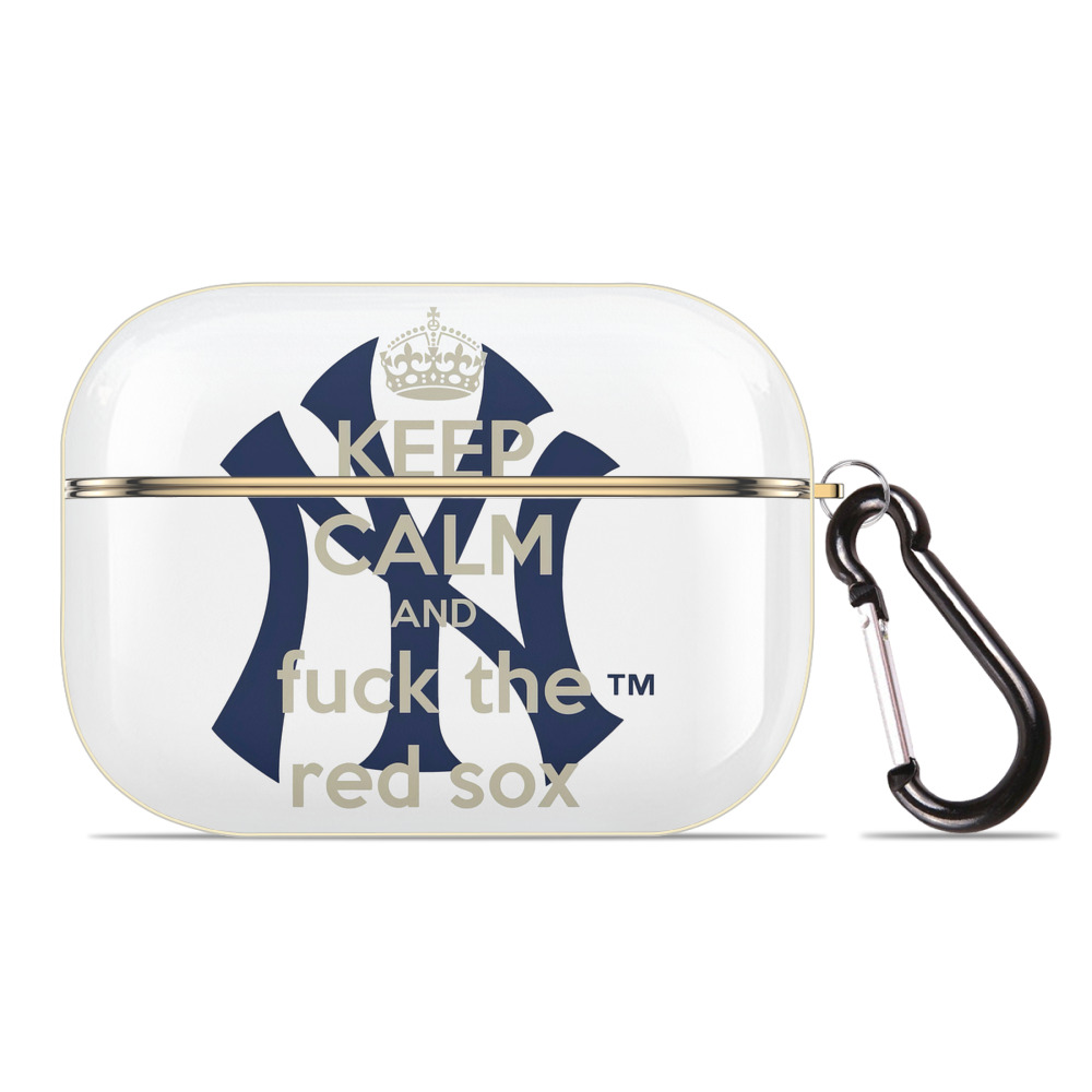 New York Yankees Keep Calm and Fuck The Red Sox Luxury Gold AirPods Pro Case With Keychain, Flexible PC Material, Full Protection, Precise Cutouts, Anti-Fingerprint, Washable, Durable Design