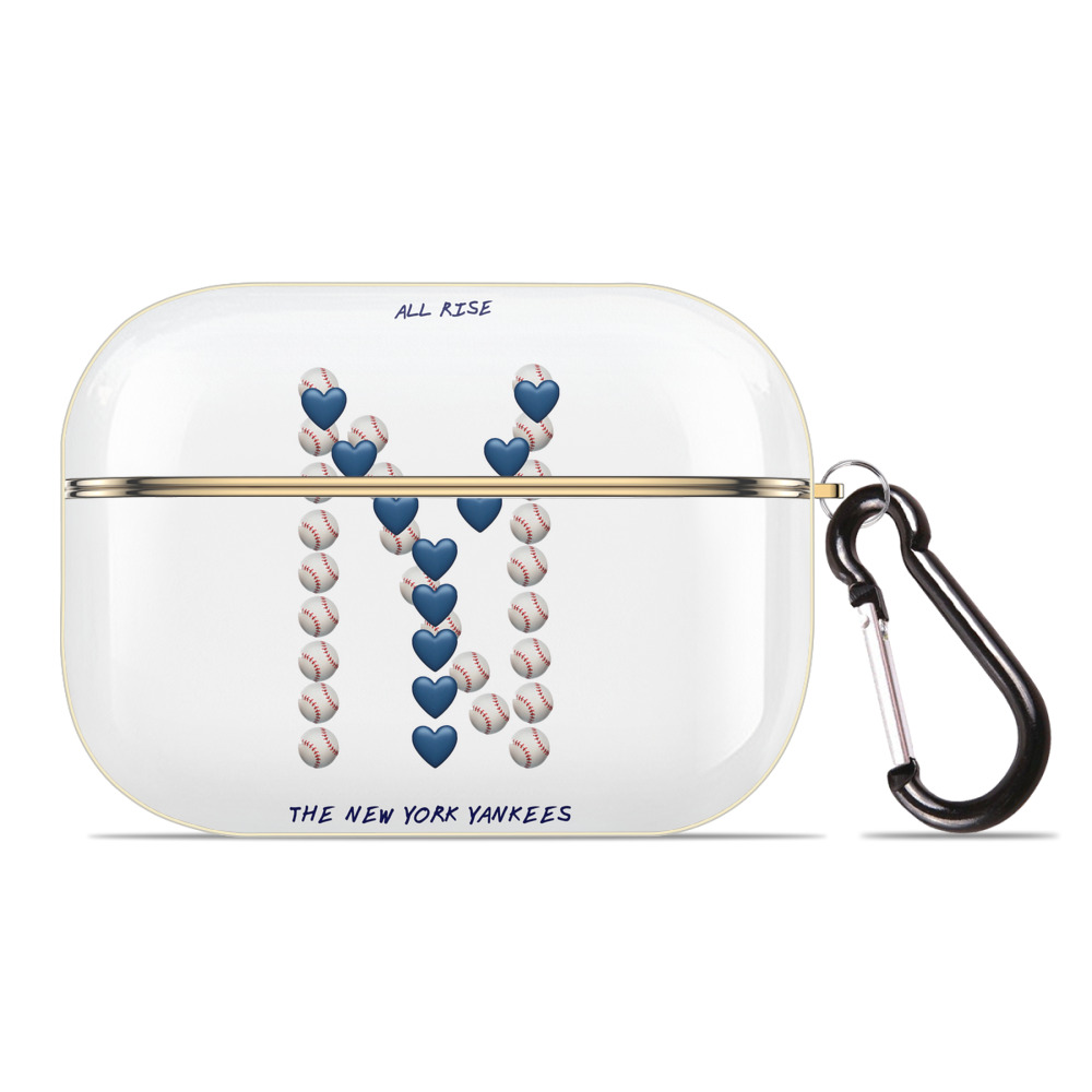 New York Yankees All Rise Love Baseball Luxury Gold AirPods Pro Case With Keychain, Flexible PC Material, Full Protection, Precise Cutouts, Anti-Fingerprint, Washable, Durable Design