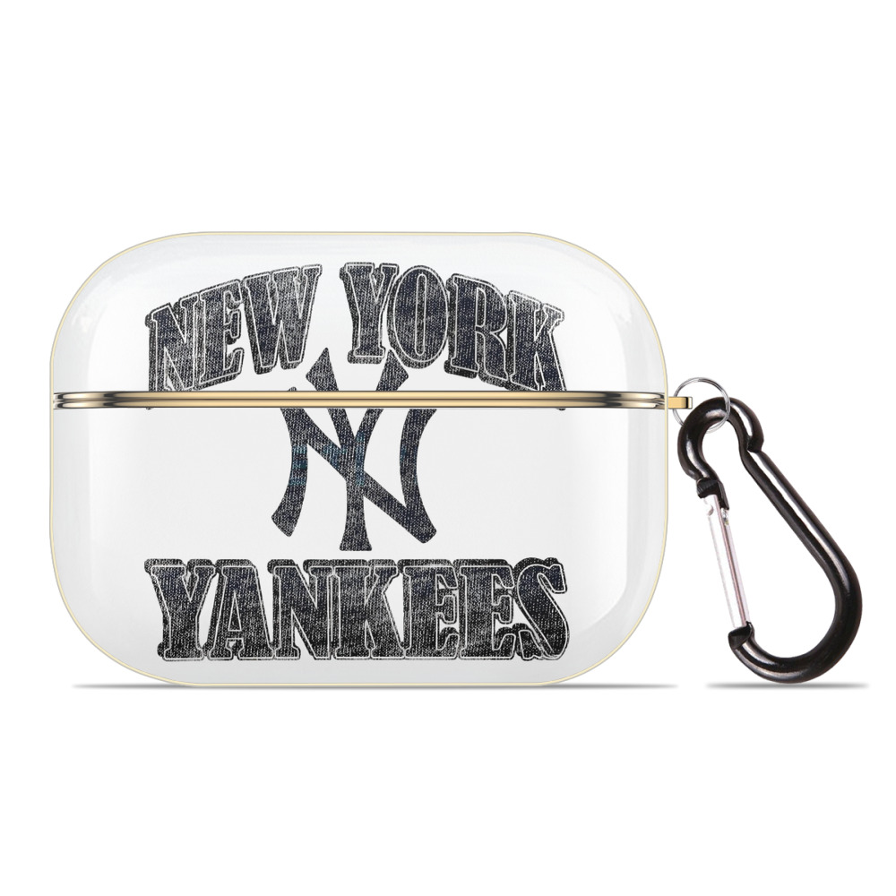 New York Yankees 76 Luxury Gold AirPods Pro Case With Keychain, Flexible PC Material, Full Protection, Precise Cutouts, Anti-Fingerprint, Washable, Durable Design