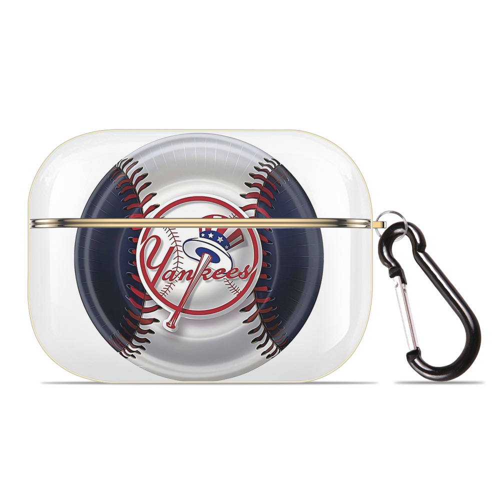 New York Yankees 81 Luxury Gold AirPods Pro Case With Keychain, Flexible PC Material, Full Protection, Precise Cutouts, Anti-Fingerprint, Washable, Durable Design