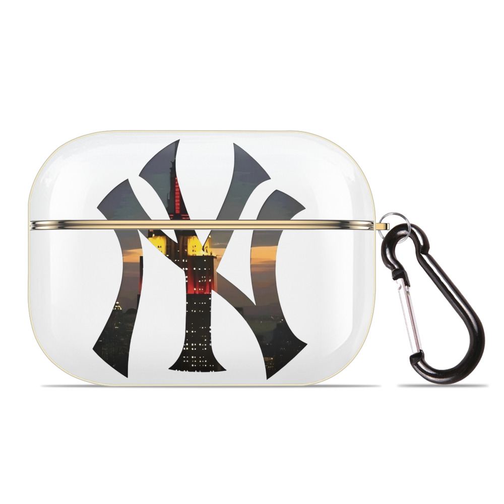 New York Yankees Logo New York Background Luxury Gold AirPods Pro Case With Keychain, Flexible PC Material, Full Protection, Precise Cutouts, Anti-Fingerprint, Washable, Durable Design
