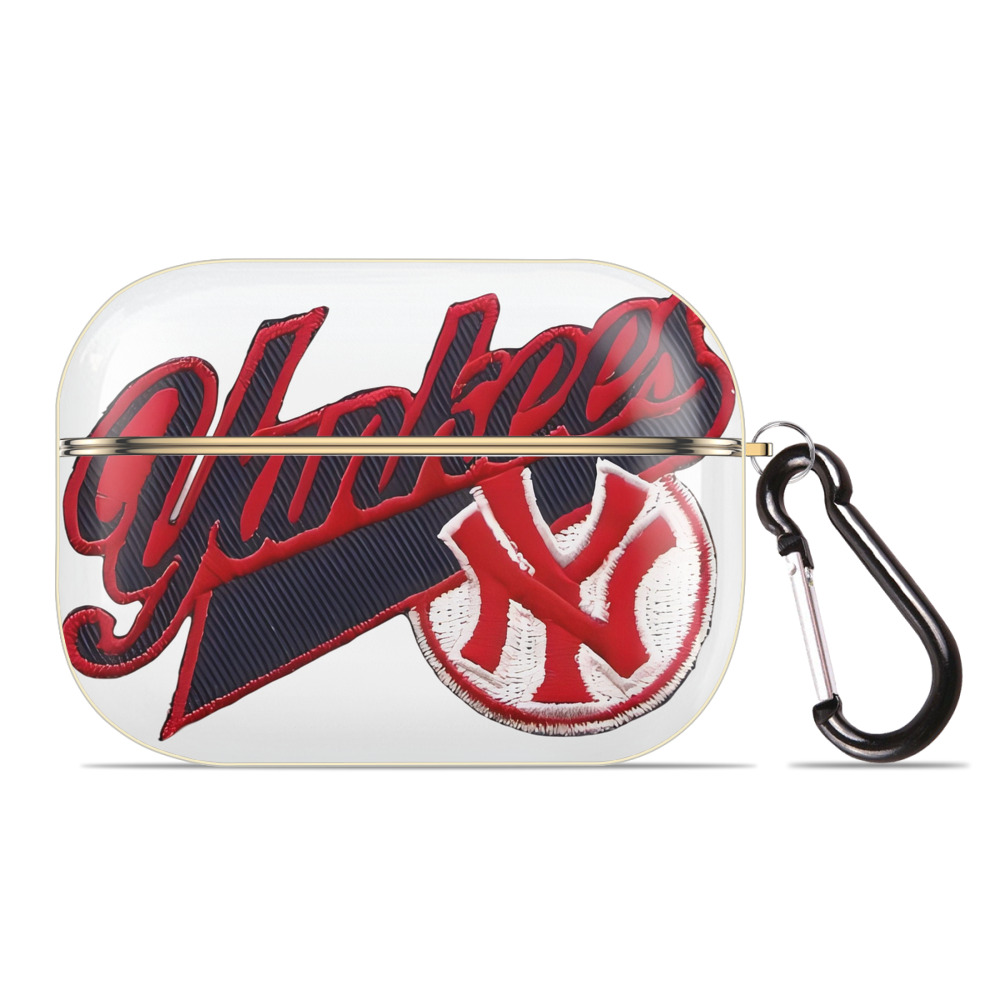 New York Yankees 77 Luxury Gold AirPods Pro Case With Keychain, Flexible PC Material, Full Protection, Precise Cutouts, Anti-Fingerprint, Washable, Durable Design