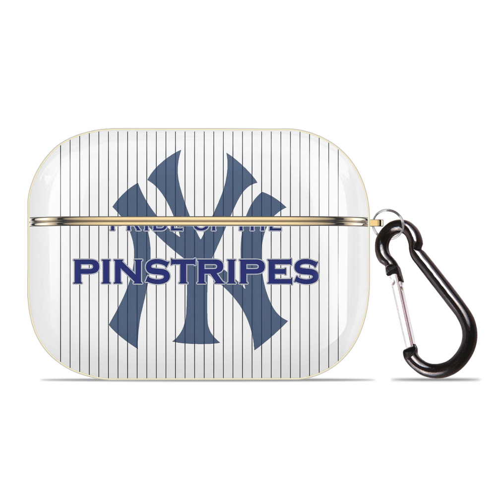 New York Yankees Pride of The Pinstripes Luxury Gold AirPods Pro Case With Keychain, Flexible PC Material, Full Protection, Precise Cutouts, Anti-Fingerprint, Washable, Durable Design