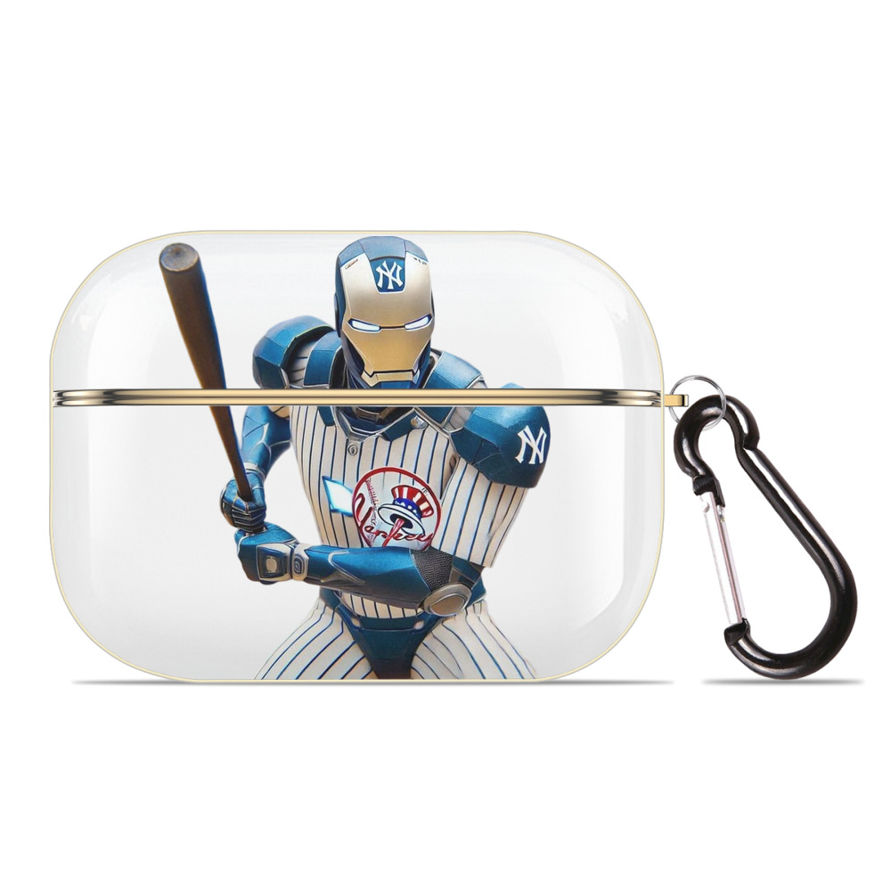 New York Yankees 283 Luxury Gold AirPods Pro Case With Keychain, Flexible PC Material, Full Protection, Precise Cutouts, Anti-Fingerprint, Washable, Durable Design