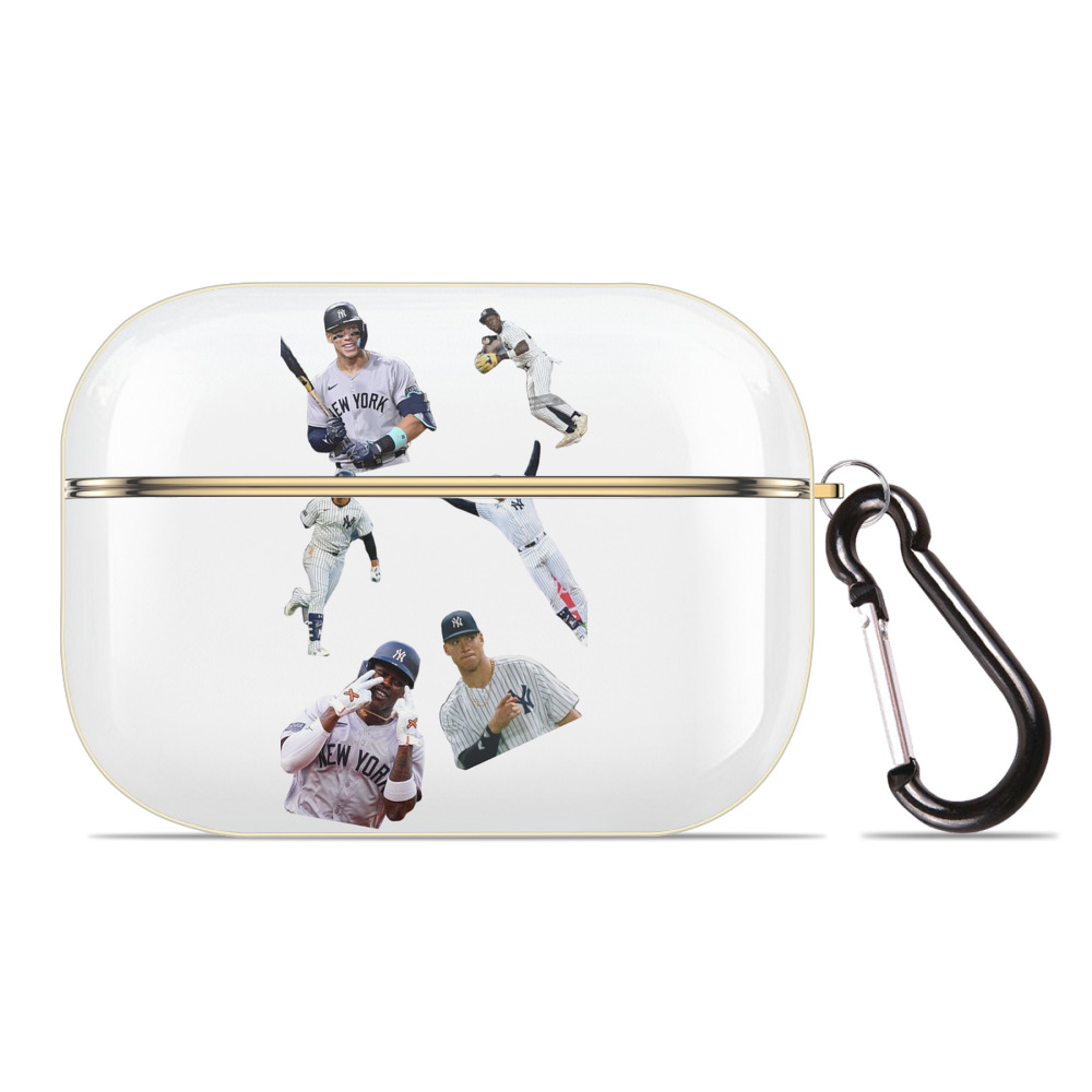 New York Yankees 284 Luxury Gold AirPods Pro Case With Keychain, Flexible PC Material, Full Protection, Precise Cutouts, Anti-Fingerprint, Washable, Durable Design
