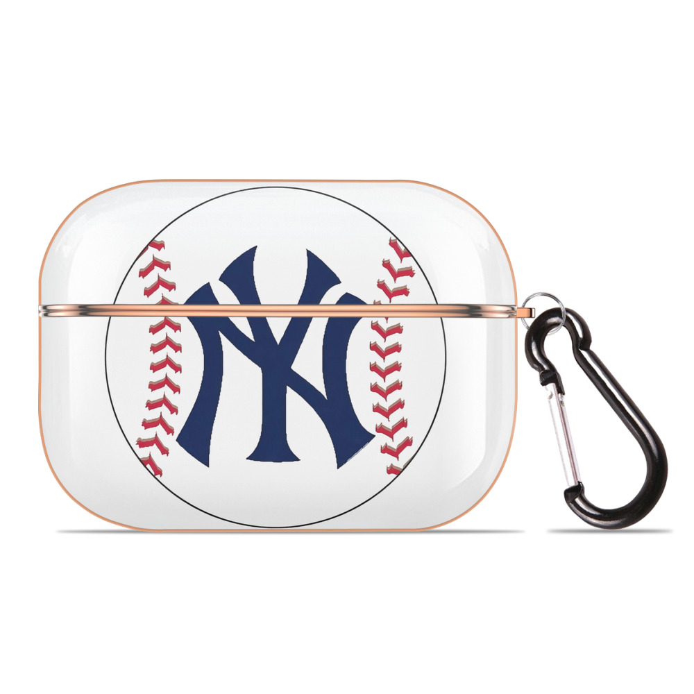 New York Yankees Baseball AirPods Pro Protective Case Rose Gold, Flexible PC Material, Precise Fit, Anti-Slip Cover, Full Protection, Fingerprint Resistant, Washable With Keychain