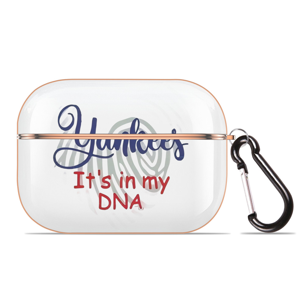 New York Yankees It's In My DNA AirPods Pro Protective Case Rose Gold, Flexible PC Material, Precise Fit, Anti-Slip Cover, Full Protection, Fingerprint Resistant, Washable With Keychain