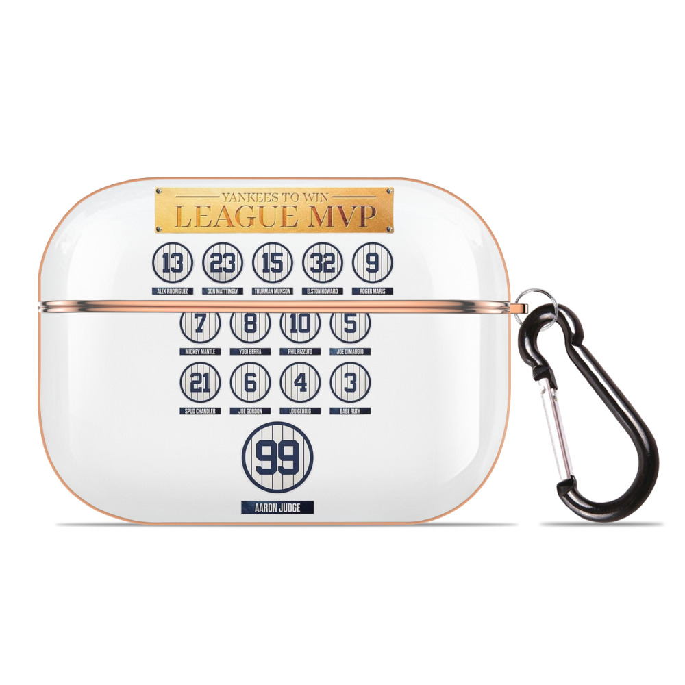 New York Yankees To Win League MVP AirPods Pro Protective Case Rose Gold, Flexible PC Material, Precise Fit, Anti-Slip Cover, Full Protection, Fingerprint Resistant, Washable With Keychain