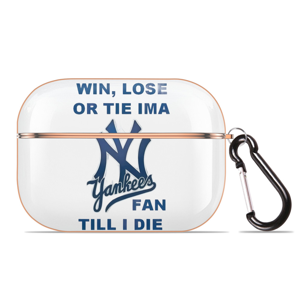 New York Yankees Win,Lose or Tie IMA Fan Till I Die AirPods Pro Protective Case Rose Gold, Flexible PC Material, Precise Fit, Anti-Slip Cover, Full Protection, Fingerprint Resistant, Washable With Keychain
