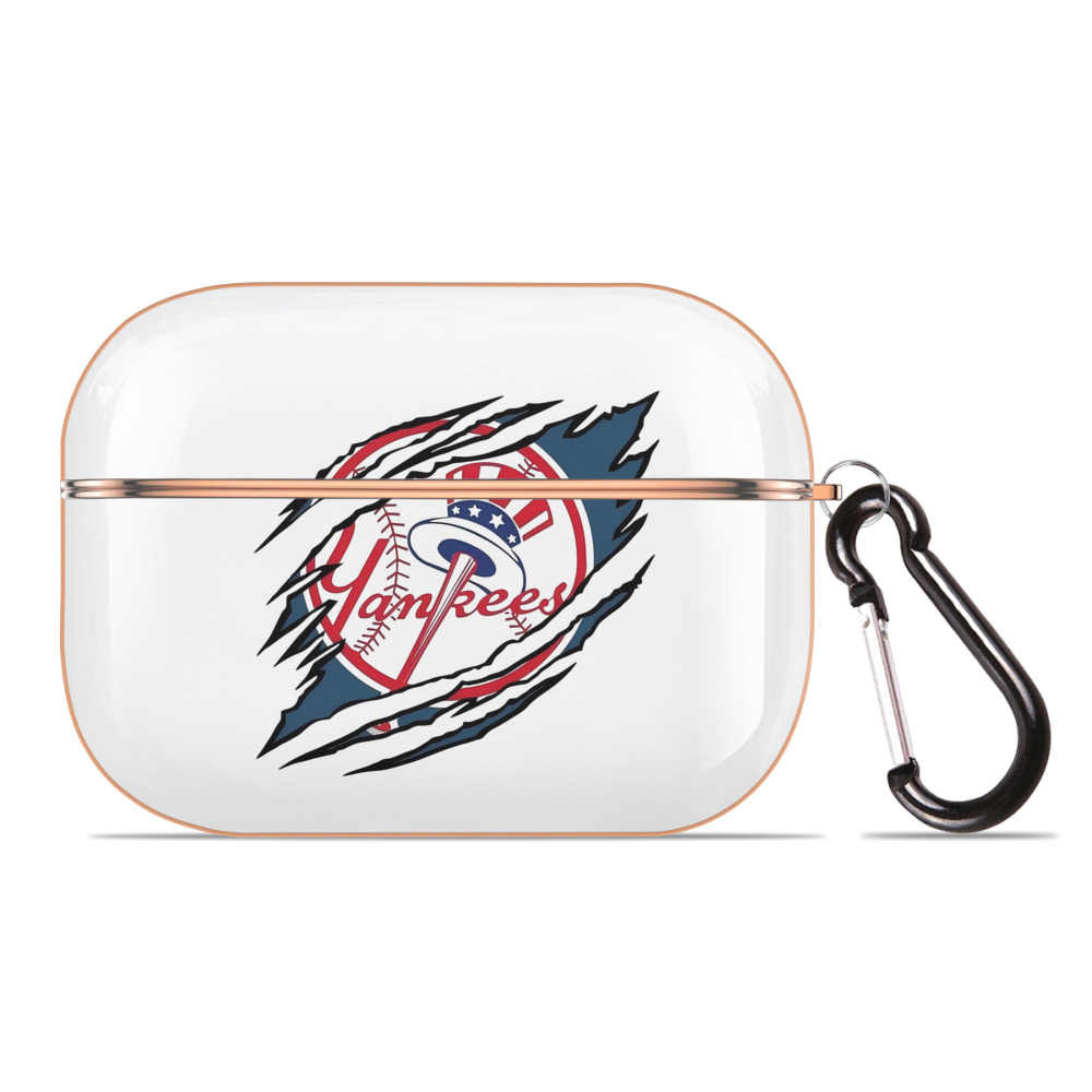 New York Yankees Claw Logo AirPods Pro Protective Case Rose Gold, Flexible PC Material, Precise Fit, Anti-Slip Cover, Full Protection, Fingerprint Resistant, Washable With Keychain