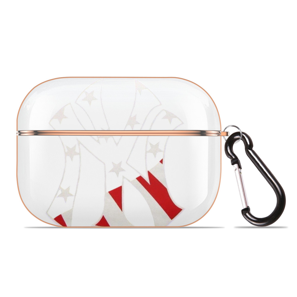 New York Yankees Logo USA AirPods Pro Protective Case Rose Gold, Flexible PC Material, Precise Fit, Anti-Slip Cover, Full Protection, Fingerprint Resistant, Washable With Keychain