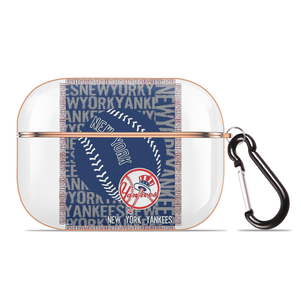 New York Yankees 65 AirPods Pro Protective Case Rose Gold, Flexible PC Material, Precise Fit, Anti-Slip Cover, Full Protection, Fingerprint Resistant, Washable With Keychain