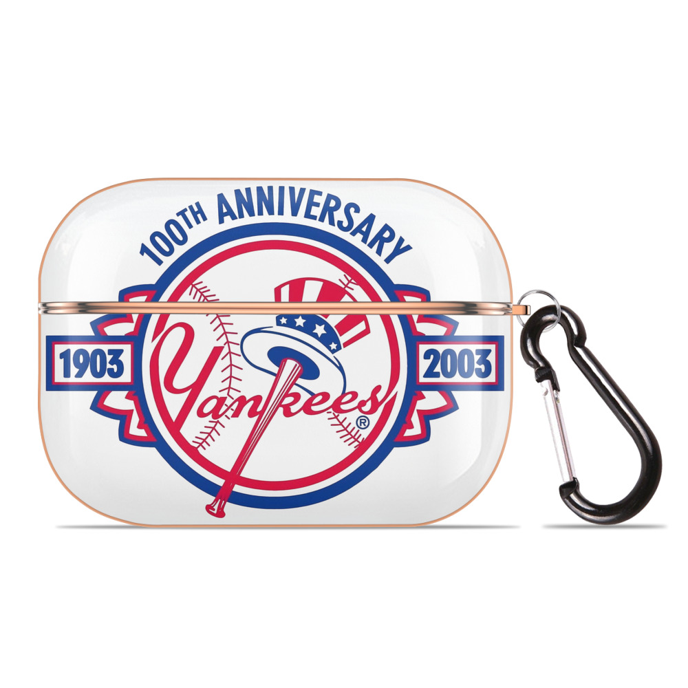 New York Yankees 100th Anniversary 1903-2003 AirPods Pro Protective Case Rose Gold, Flexible PC Material, Precise Fit, Anti-Slip Cover, Full Protection, Fingerprint Resistant, Washable With Keychain