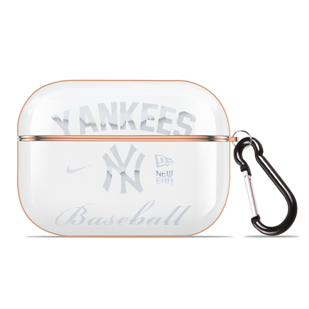 New York Yankees BaseBall AirPods Pro Protective Case Rose Gold, Flexible PC Material, Precise Fit, Anti-Slip Cover, Full Protection, Fingerprint Resistant, Washable With Keychain