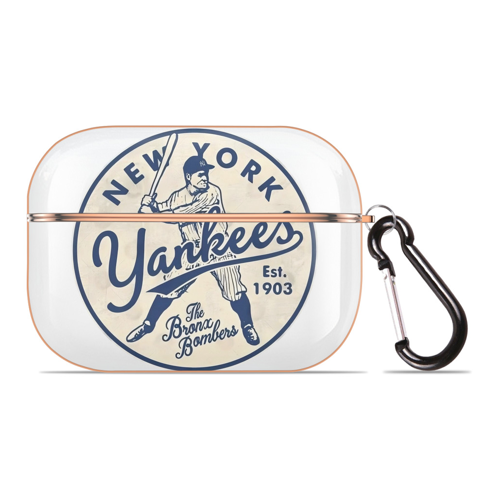 New York Yankees The Bronx Bombers Estd 1903 AirPods Pro Protective Case Rose Gold, Flexible PC Material, Precise Fit, Anti-Slip Cover, Full Protection, Fingerprint Resistant, Washable With Keychain