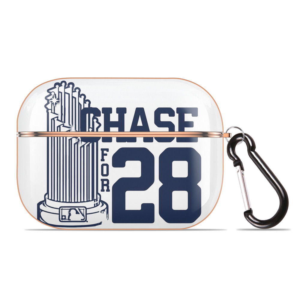New York Yankees Chase For 28 AirPods Pro Protective Case Rose Gold, Flexible PC Material, Precise Fit, Anti-Slip Cover, Full Protection, Fingerprint Resistant, Washable With Keychain