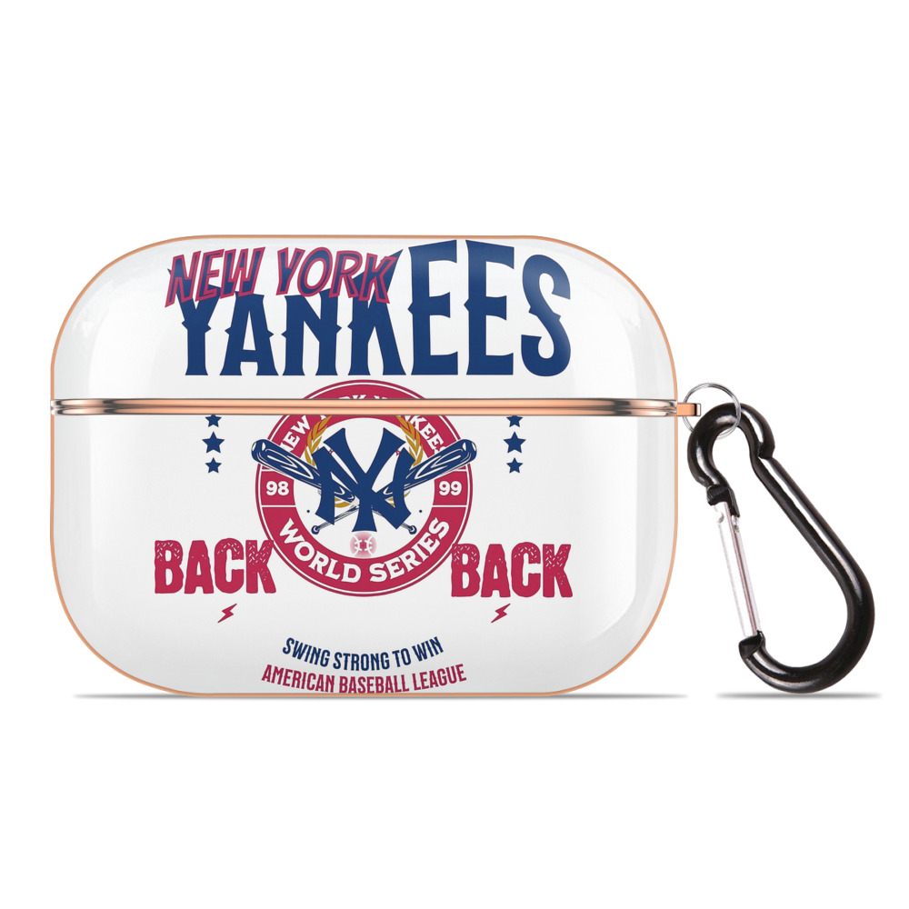 New York Yankees WS Back 2 Back 98-99 AirPods Pro Protective Case Rose Gold, Flexible PC Material, Precise Fit, Anti-Slip Cover, Full Protection, Fingerprint Resistant, Washable With Keychain