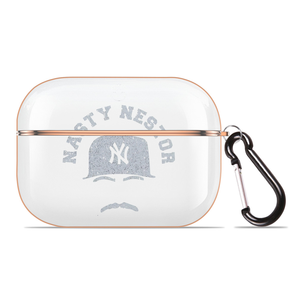 New York Yankees Nasty Nestor AirPods Pro Protective Case Rose Gold, Flexible PC Material, Precise Fit, Anti-Slip Cover, Full Protection, Fingerprint Resistant, Washable With Keychain