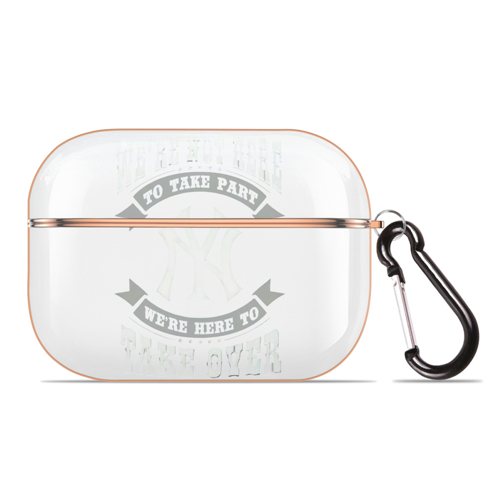 New York Yankees 276 AirPods Pro Protective Case Rose Gold, Flexible PC Material, Precise Fit, Anti-Slip Cover, Full Protection, Fingerprint Resistant, Washable With Keychain