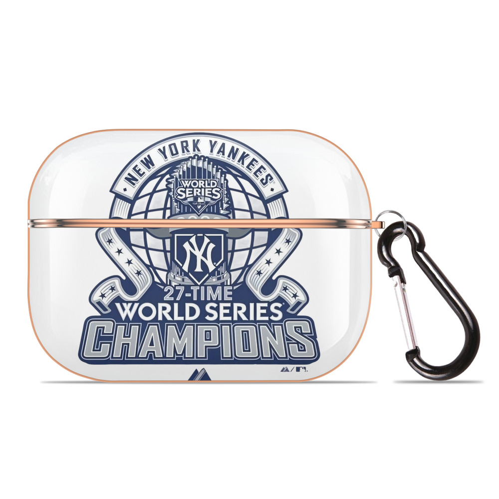 New York Yankees 2009 27th WS Champions Blue AirPods Pro Protective Case Rose Gold, Flexible PC Material, Precise Fit, Anti-Slip Cover, Full Protection, Fingerprint Resistant, Washable With Keychain