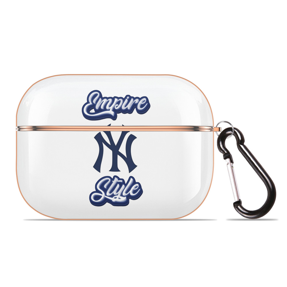 New York Yankees Empire Yankees Style AirPods Pro Protective Case Rose Gold, Flexible PC Material, Precise Fit, Anti-Slip Cover, Full Protection, Fingerprint Resistant, Washable With Keychain