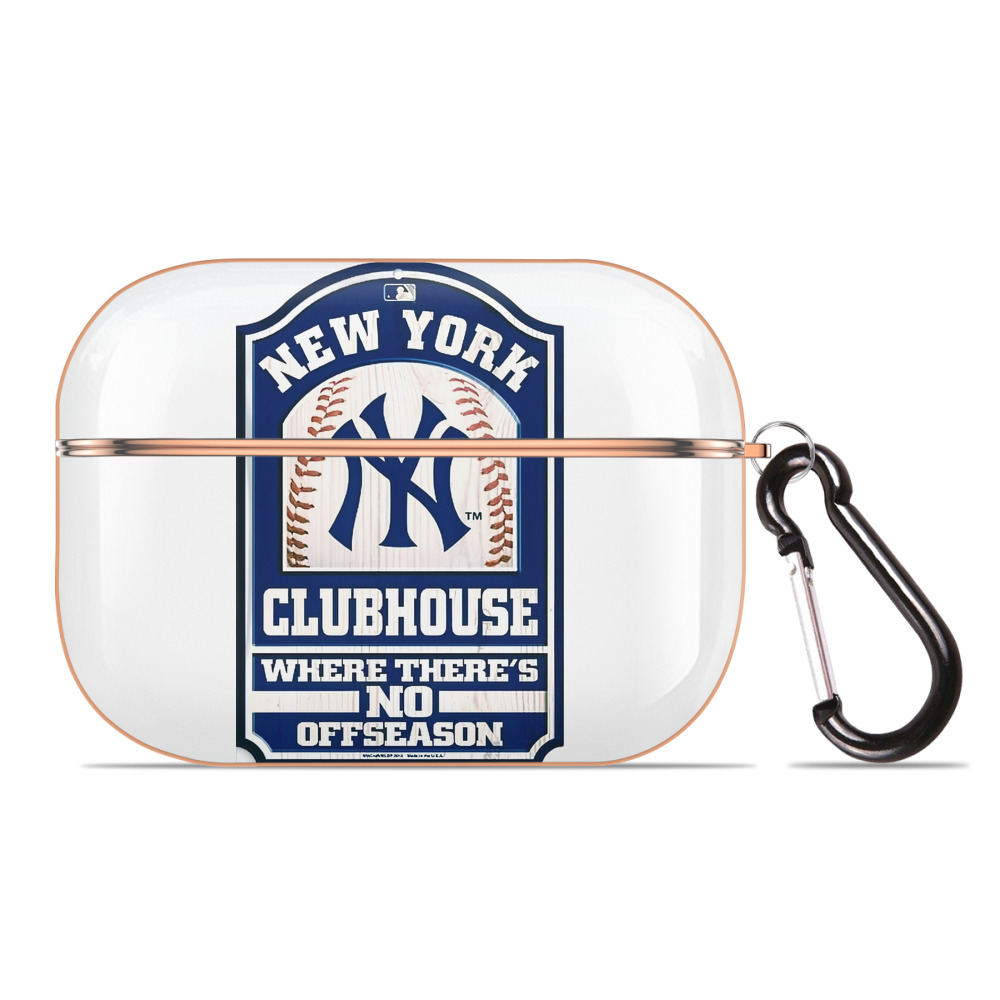 New York Yankees Club House AirPods Pro Protective Case Rose Gold, Flexible PC Material, Precise Fit, Anti-Slip Cover, Full Protection, Fingerprint Resistant, Washable With Keychain
