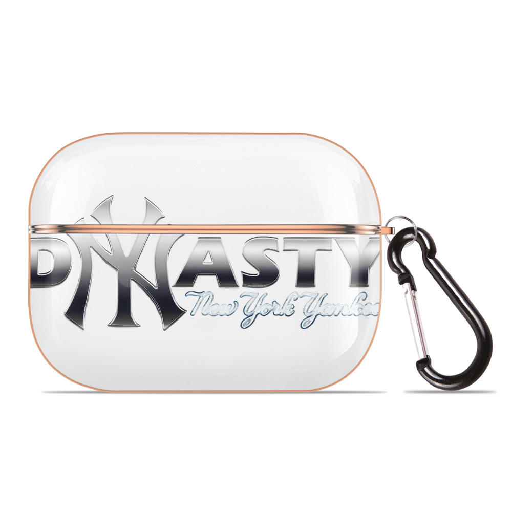 New York Yankees Dyasty AirPods Pro Protective Case Rose Gold, Flexible PC Material, Precise Fit, Anti-Slip Cover, Full Protection, Fingerprint Resistant, Washable With Keychain