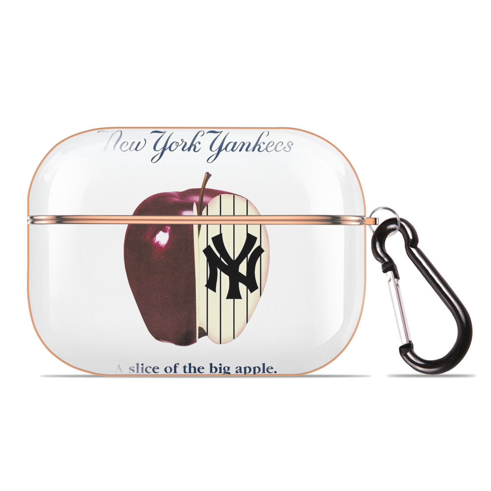 New York Yankees A Slice of The Big Apple AirPods Pro Protective Case Rose Gold, Flexible PC Material, Precise Fit, Anti-Slip Cover, Full Protection, Fingerprint Resistant, Washable With Keychain