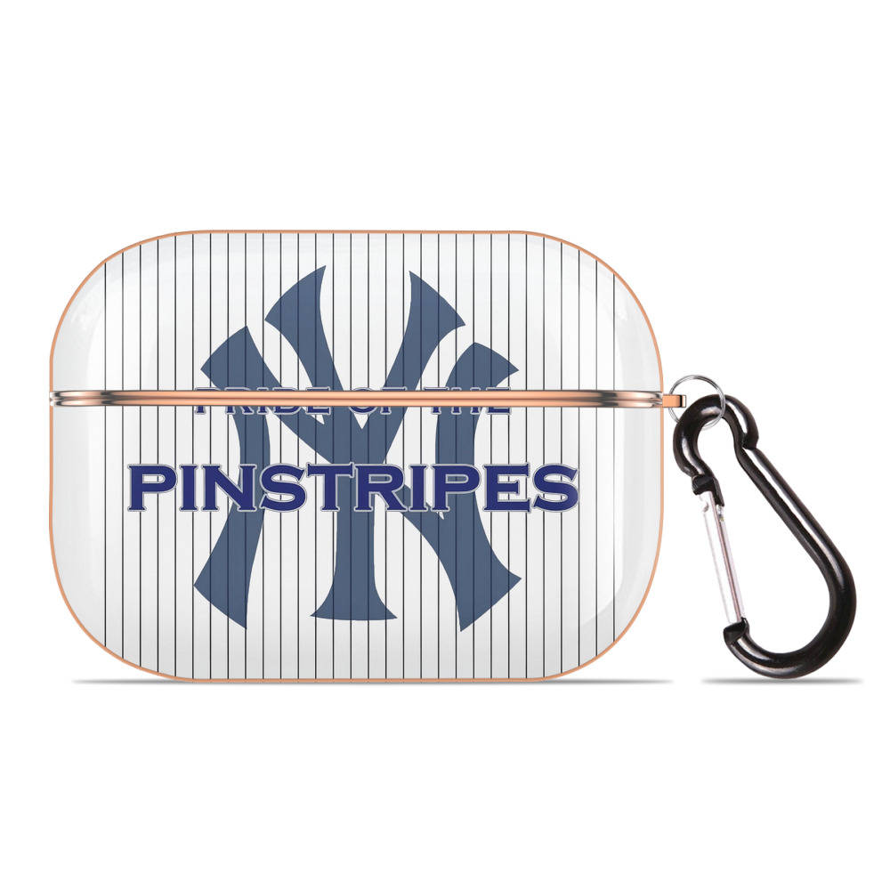 New York Yankees Pride of The Pinstripes AirPods Pro Protective Case Rose Gold, Flexible PC Material, Precise Fit, Anti-Slip Cover, Full Protection, Fingerprint Resistant, Washable With Keychain