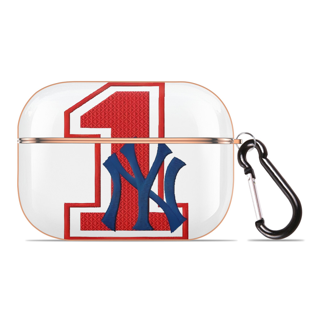 New York Yankees No.1 Fans AirPods Pro Protective Case Rose Gold, Flexible PC Material, Precise Fit, Anti-Slip Cover, Full Protection, Fingerprint Resistant, Washable With Keychain