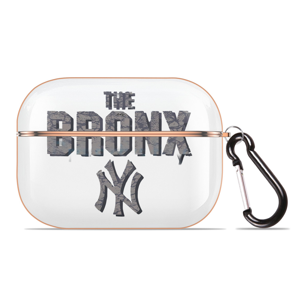 New York Yankees The Bronx AirPods Pro Protective Case Rose Gold, Flexible PC Material, Precise Fit, Anti-Slip Cover, Full Protection, Fingerprint Resistant, Washable With Keychain