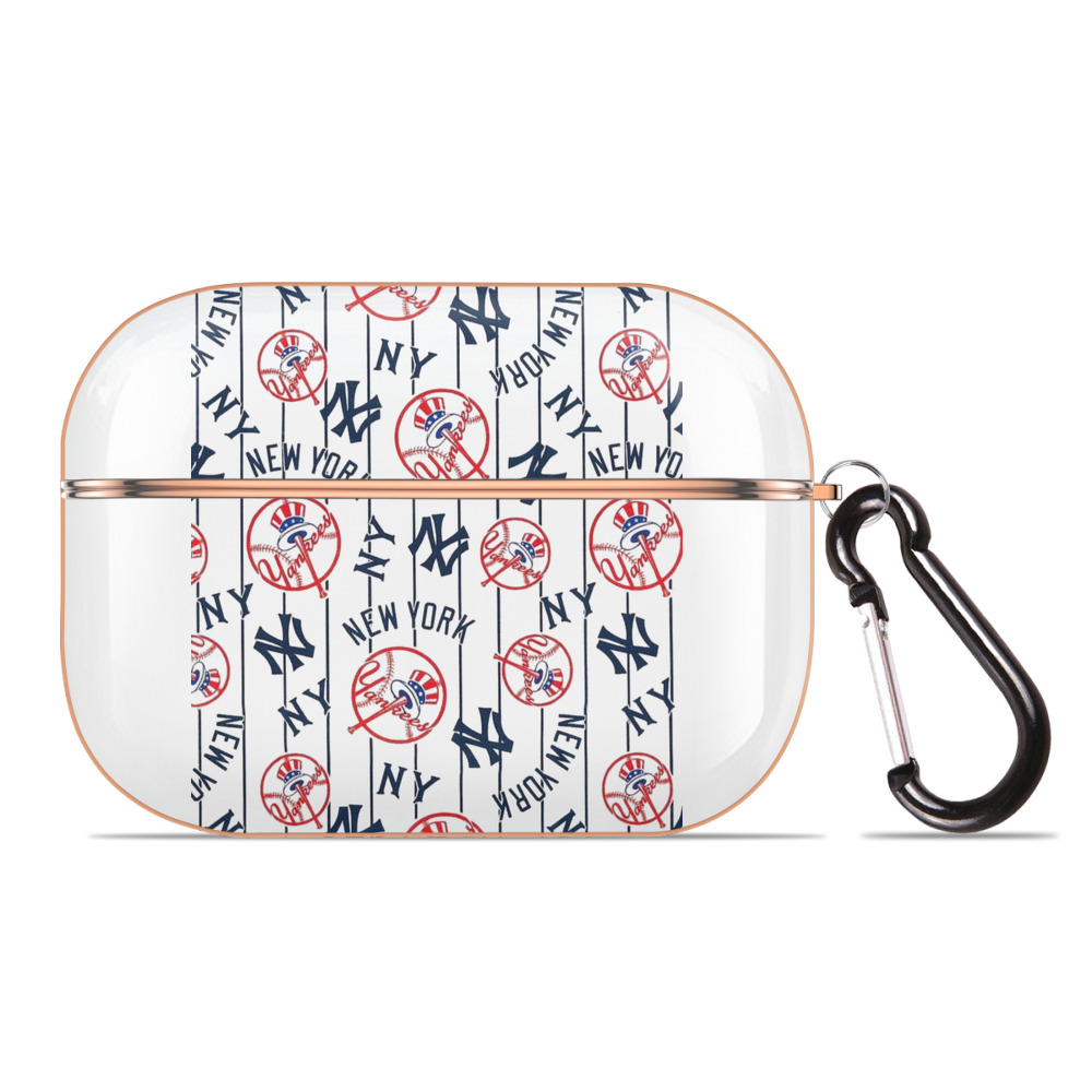 New York Yankees 78 AirPods Pro Protective Case Rose Gold, Flexible PC Material, Precise Fit, Anti-Slip Cover, Full Protection, Fingerprint Resistant, Washable With Keychain