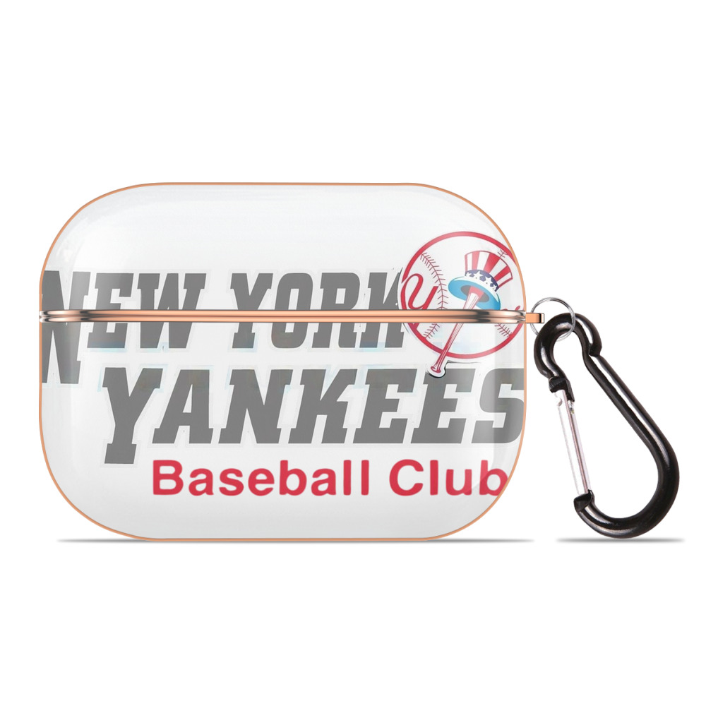 New York Yankees Baseball Club AirPods Pro Protective Case Rose Gold, Flexible PC Material, Precise Fit, Anti-Slip Cover, Full Protection, Fingerprint Resistant, Washable With Keychain