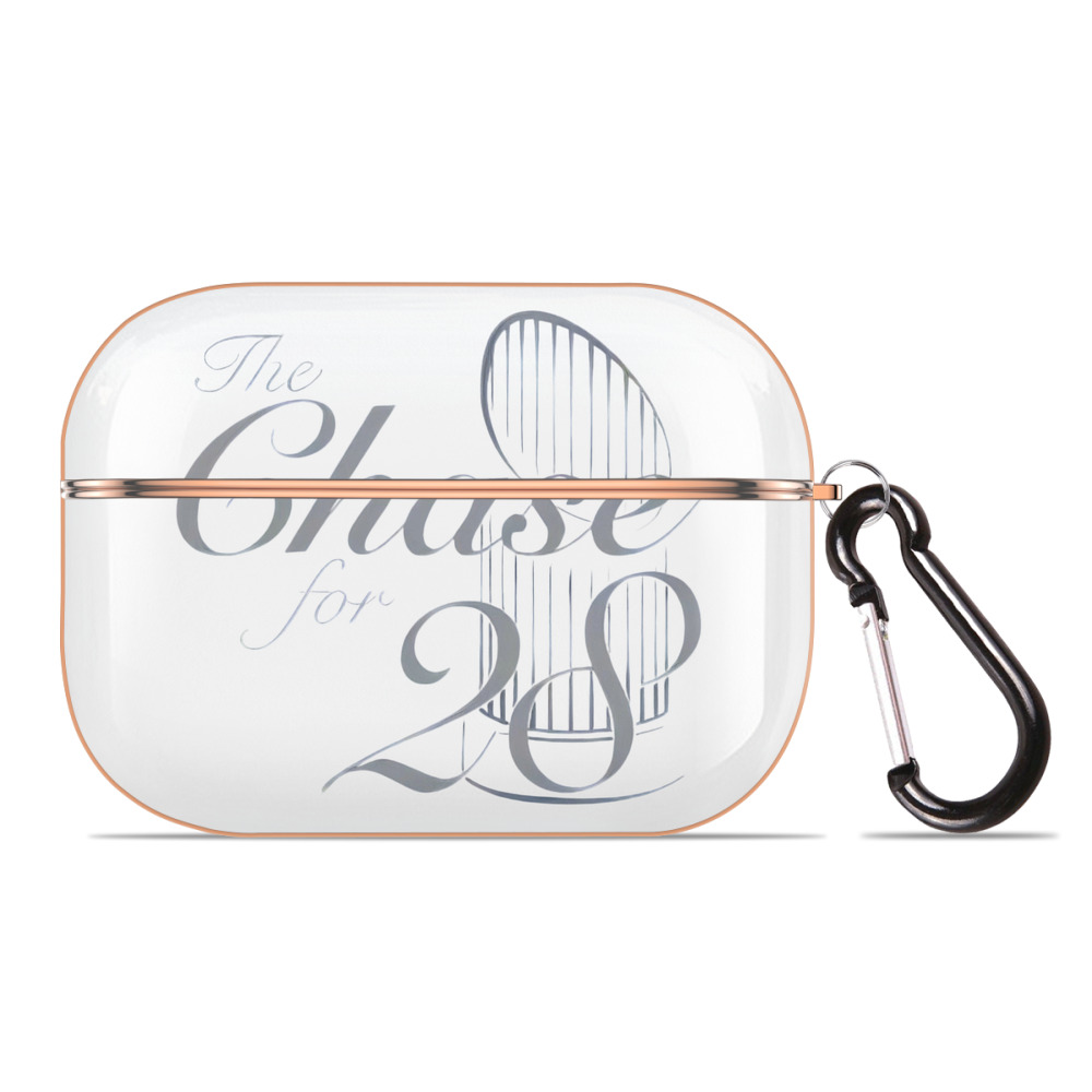 New York Yankees The Chase for 28 AirPods Pro Protective Case Rose Gold, Flexible PC Material, Precise Fit, Anti-Slip Cover, Full Protection, Fingerprint Resistant, Washable With Keychain
