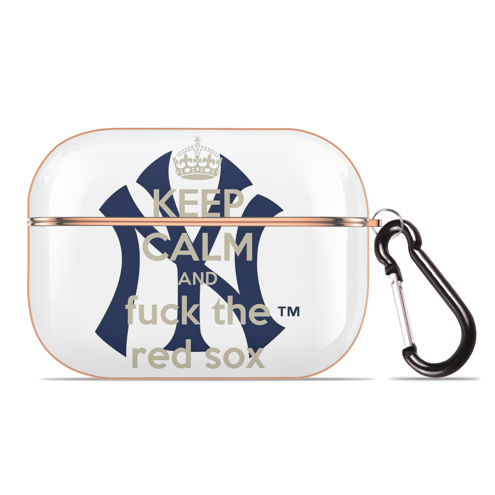 New York Yankees Keep Calm and Fuck The Red Sox AirPods Pro Protective Case Rose Gold, Flexible PC Material, Precise Fit, Anti-Slip Cover, Full Protection, Fingerprint Resistant, Washable With Keychain