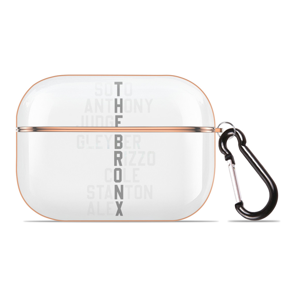 New York Yankees The Bronx Player Name AirPods Pro Protective Case Rose Gold, Flexible PC Material, Precise Fit, Anti-Slip Cover, Full Protection, Fingerprint Resistant, Washable With Keychain