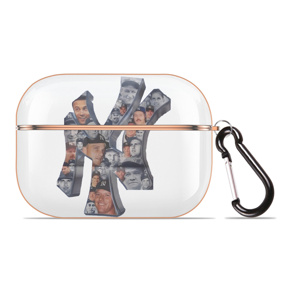 New York Yankees 279 AirPods Pro Protective Case Rose Gold, Flexible PC Material, Precise Fit, Anti-Slip Cover, Full Protection, Fingerprint Resistant, Washable With Keychain