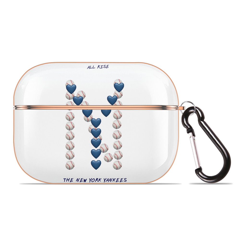 New York Yankees All Rise Love Baseball AirPods Pro Protective Case Rose Gold, Flexible PC Material, Precise Fit, Anti-Slip Cover, Full Protection, Fingerprint Resistant, Washable With Keychain